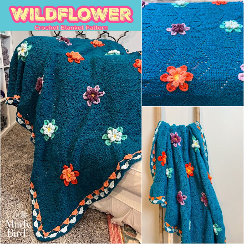 Wildflower Hexagon Motif Crochet Blanket crochet pattern PDF — available on Etsy Shopify and Ravelry
