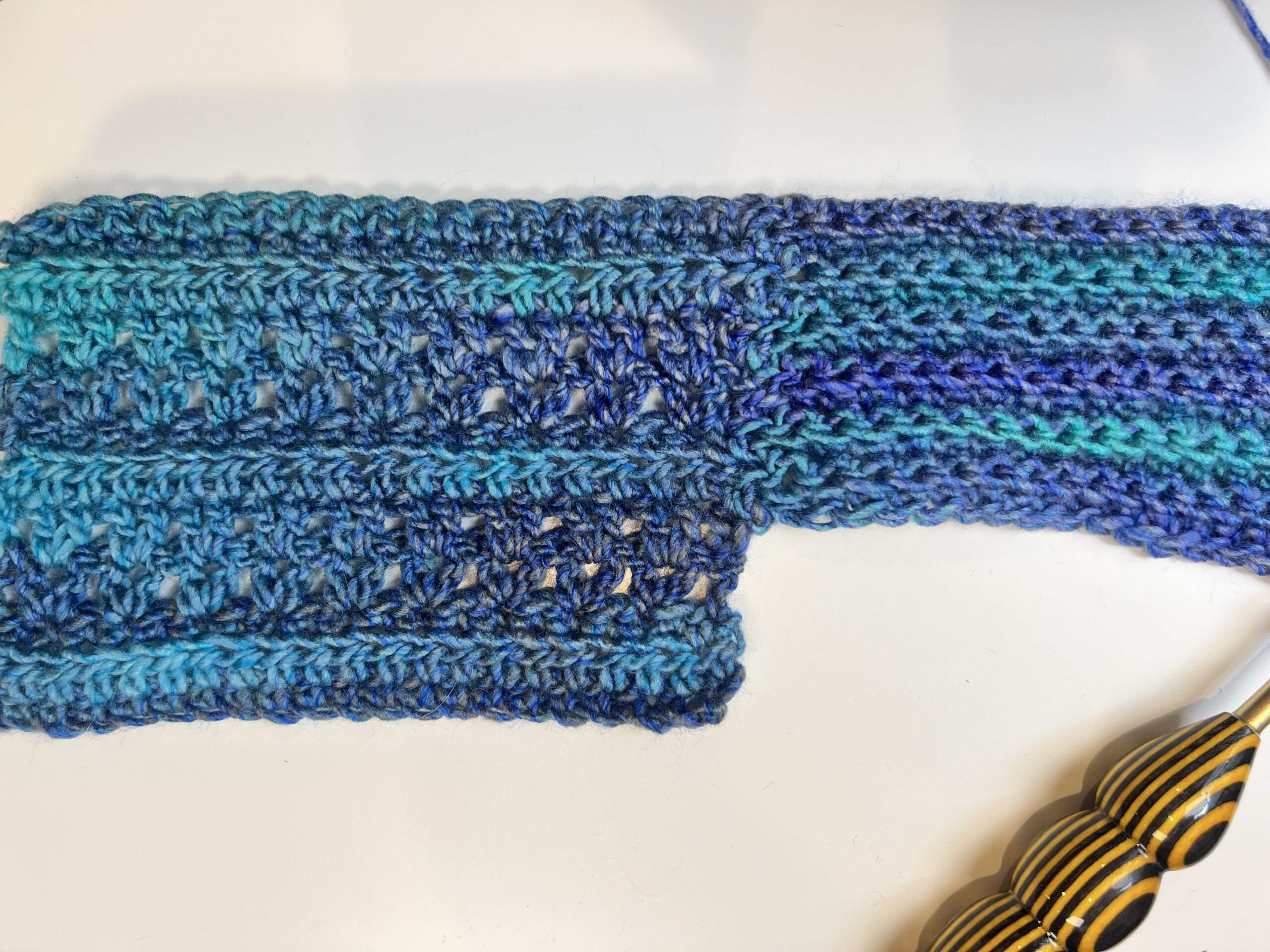 gauge swatch in progress for the You Are Valued Crochet Cocoon Cardigan by Marly Bird