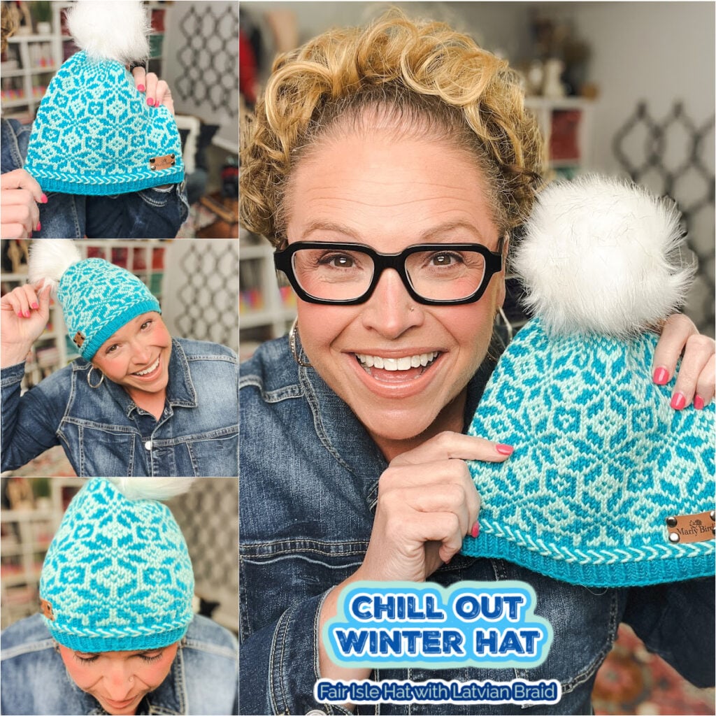 Chill Out Winter Hat free Fair Isle knitting pattern by Marly Bird — two-color worsted weight hat