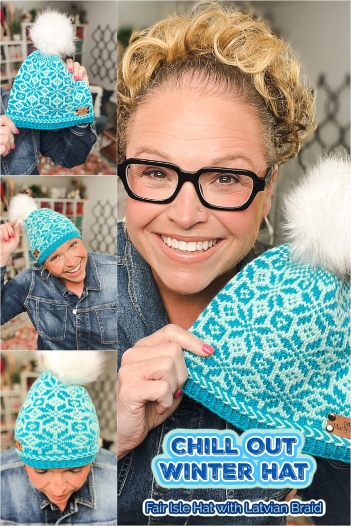 Chill Out Winter Hat free Fair Isle knitting pattern — Pinterest pin image by Marly Bird