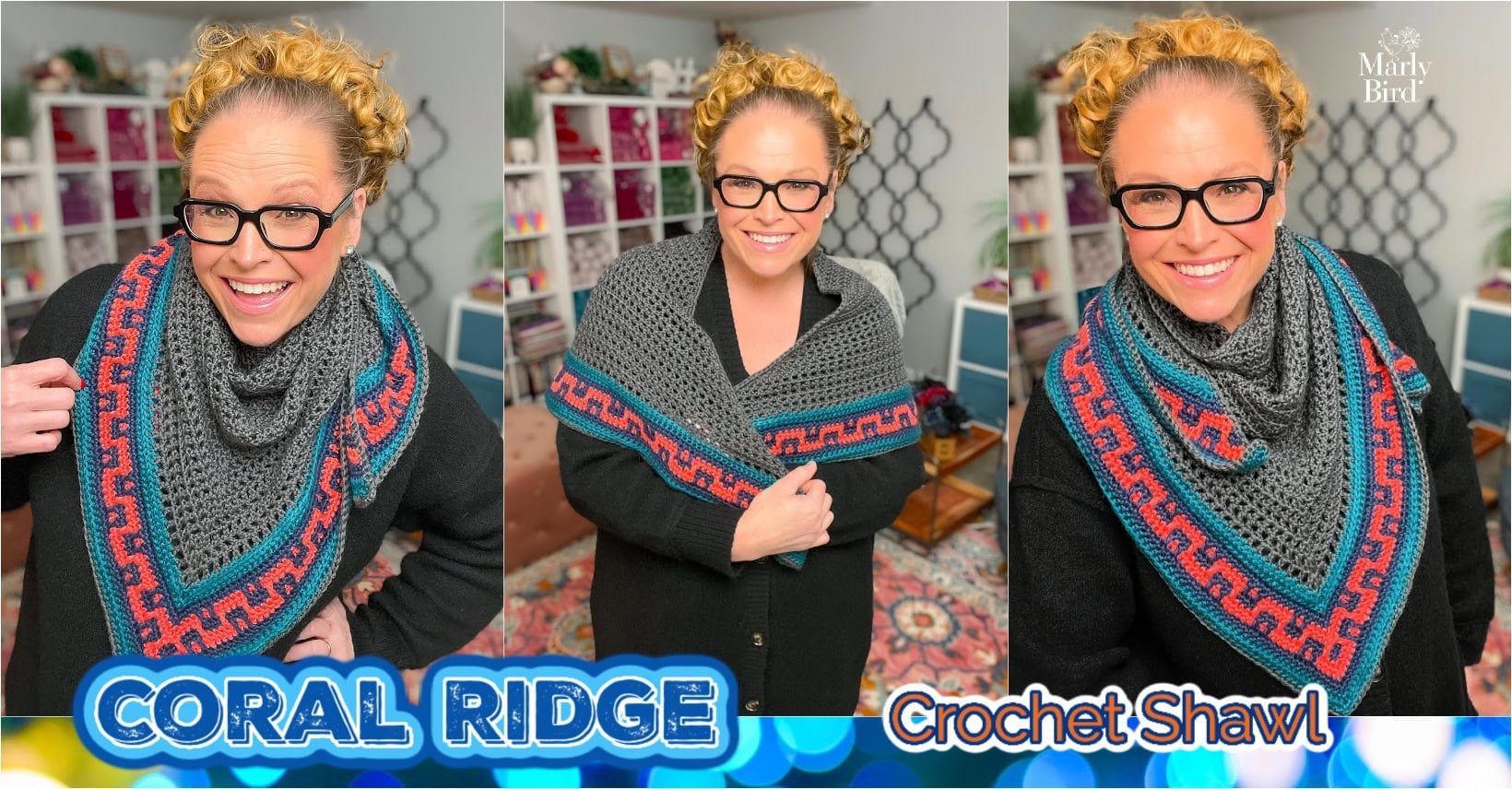 Ad-free PDF of the Coral Ridge Crochet Shawl pattern by Marly Bird — clean printable instructions for crocheters with stitch diagrams