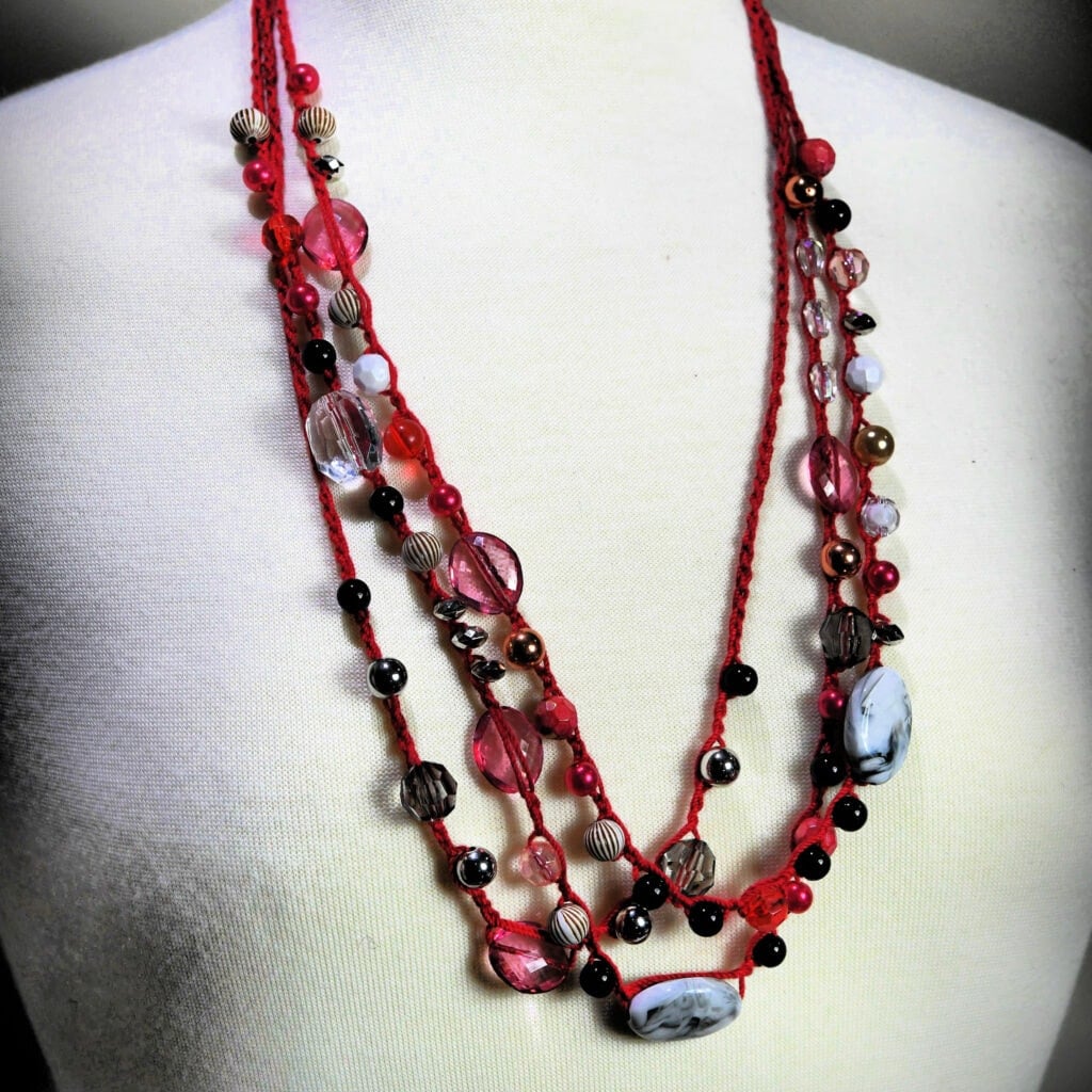 crochet beaded necklace handmade jewelry gift idea