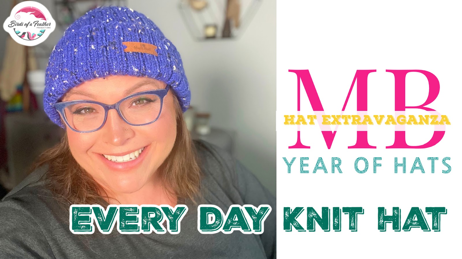Marly Bird Wearing the Every Day Knit Hat in Cobalt Blue - text: MB Hat Extravaganza Year of Hats, Every Day Knit Hat
